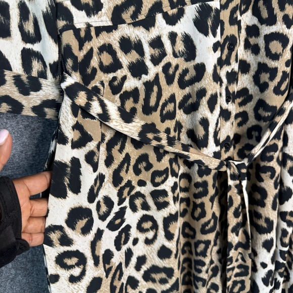 Banana Republic Dress Leopard Print Maxi Shirt Women 14 Classic Elegant Mobwife - Picture 10 of 12